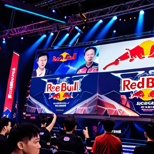 Home 23 **Red Bull Eternal Return Esports Tournament:** A dynamic scene featuring Eternal Return characters amidst a high-energy esports tournament setting, with Red Bull branding prominently displayed on banners and cans. Focus on the intensity and excitement of the competition, highlighting the players' focus and skill. Capture the essence of Vietnamese esports culture.
